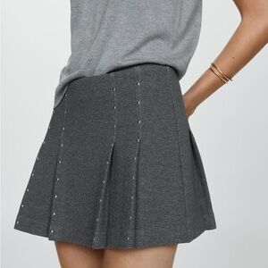 Mango Dark Gray Mini Skirt with Stud Accents